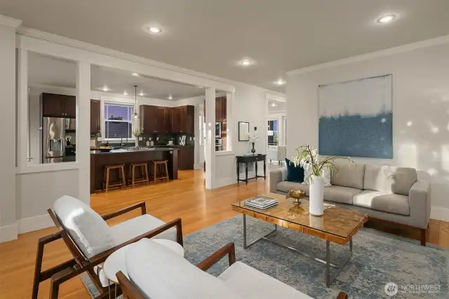 To the left you have your open, modern kitchen