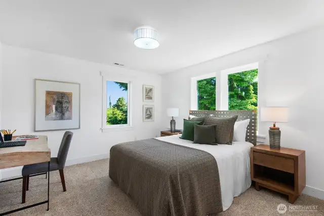 Bedroom on top floor faces east