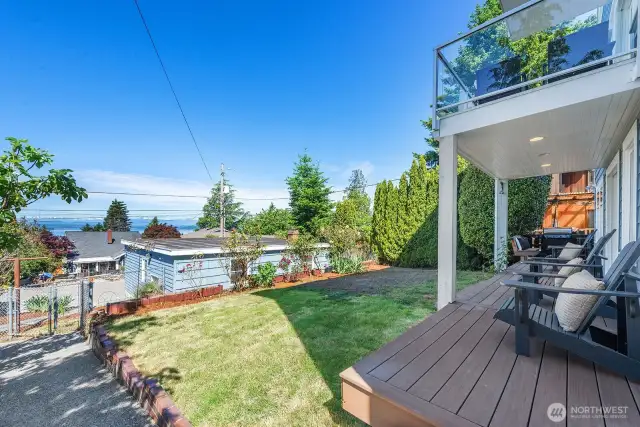 Back deck and terraced backyard