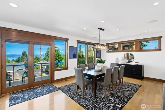 Dining room can handle a massive table for large gatherings.