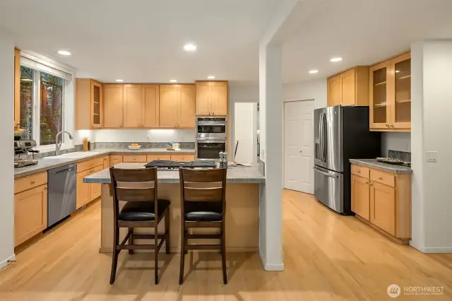 Chef's kitchen with ample counter space for prep, and an oversized island