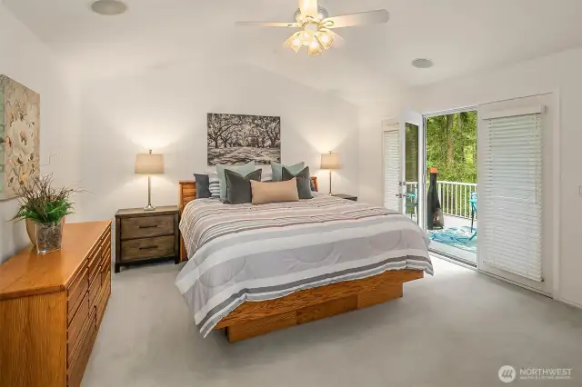 Primary suite with French doors to upper deck
