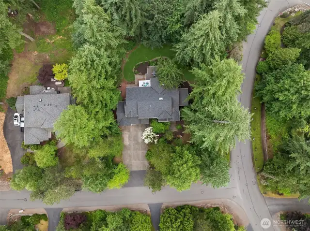 Level corner lot with mature landscaping for privacy