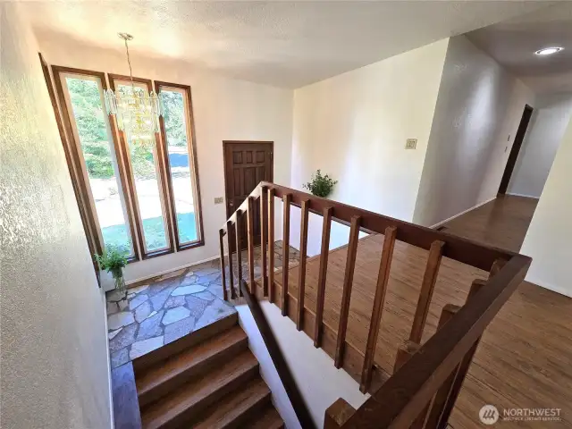 Stone floor in spacious entry