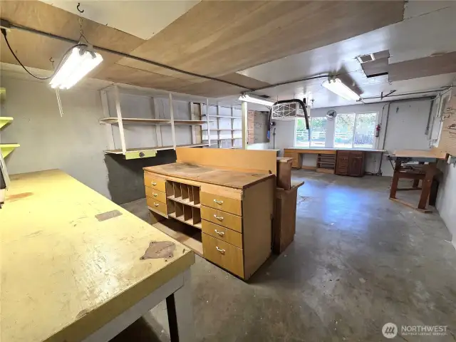 Workshop from lower level hall near 3/4 bath