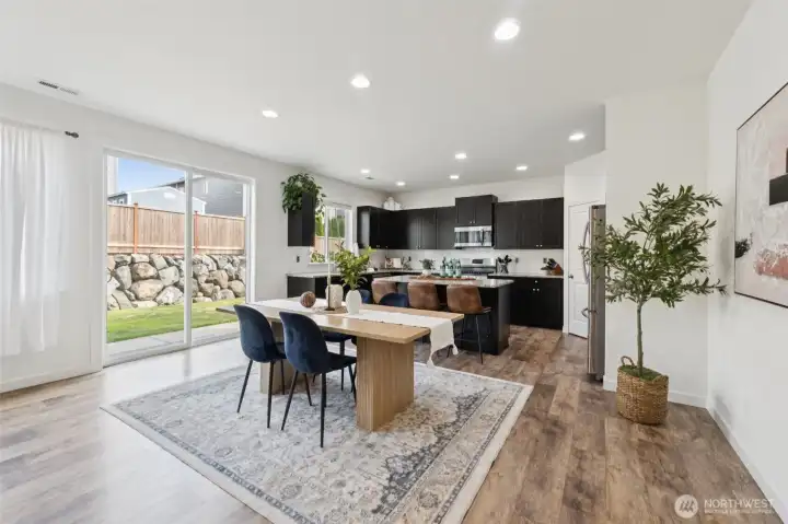 Large Kitchen and adjacent Dining Area
