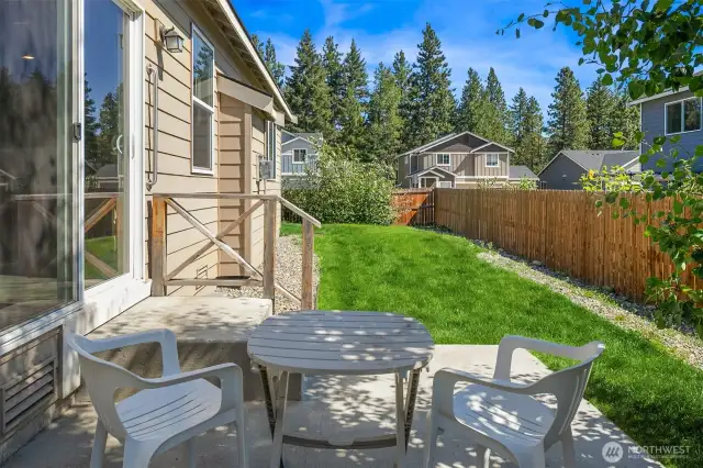 Very private back yard patio, shade tree for those hot summer days that are upon us. Fully fenced back yard for your family and pets to play all day long