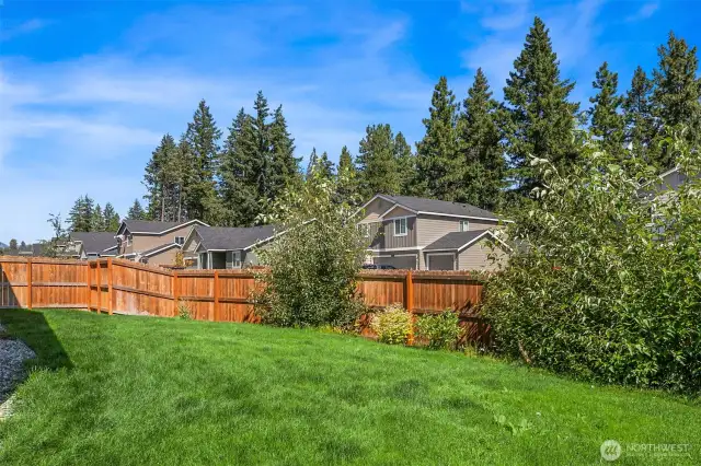 Yes, the grass is really that green...underground sprinklers keep it soft and green all summer long.