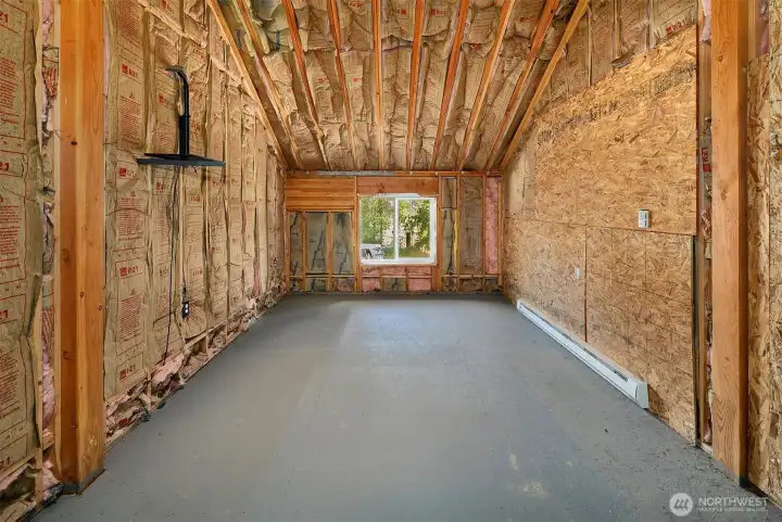 Insulated and heated room above garage. Perfect for home office, workout room, extra storage, so many things you could do with space!