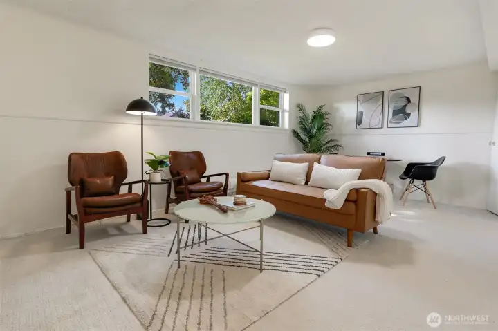 New carpet in the downstairs Family Room