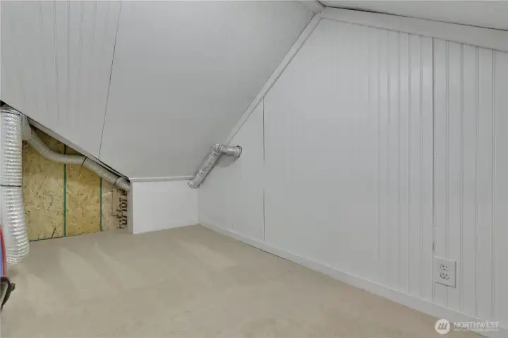 Finished attic storage room, or can be used as a play room?
