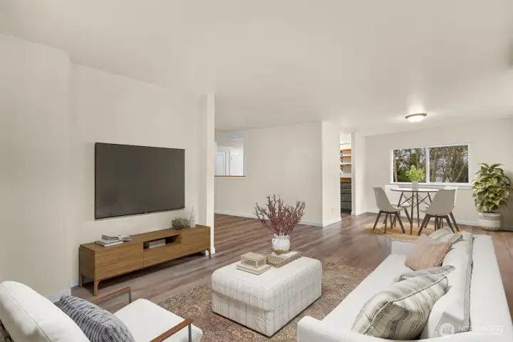 Virtually staged living room.