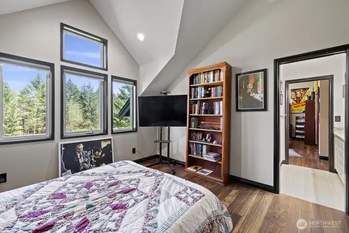 View from bedroom one looking toward bedroom two which is currently used as an office.