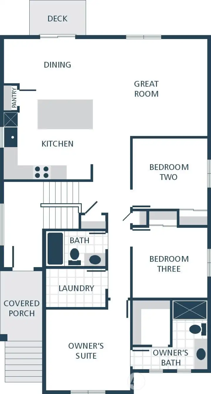Photographs are for illustrative purposes only. Features, finishes, interior/exterior colors, landscaping and floorplan shown may vary from actual homes built