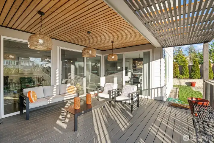 Patio view of stairs to back yard