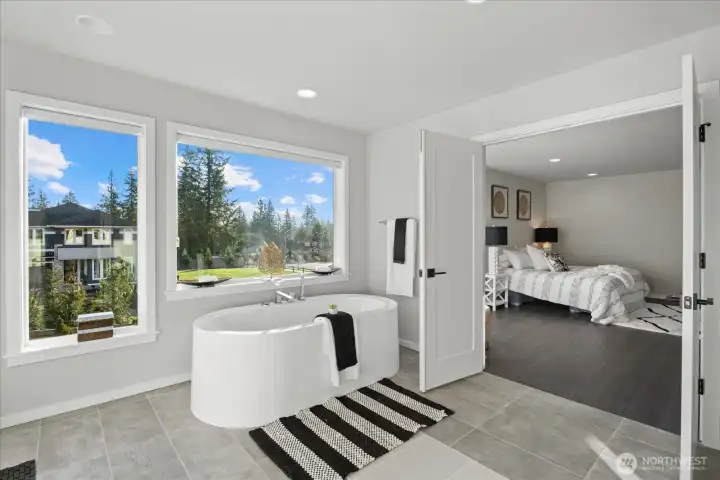View from master bath towards master bedroom