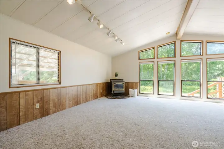 Spacious light filled living room.