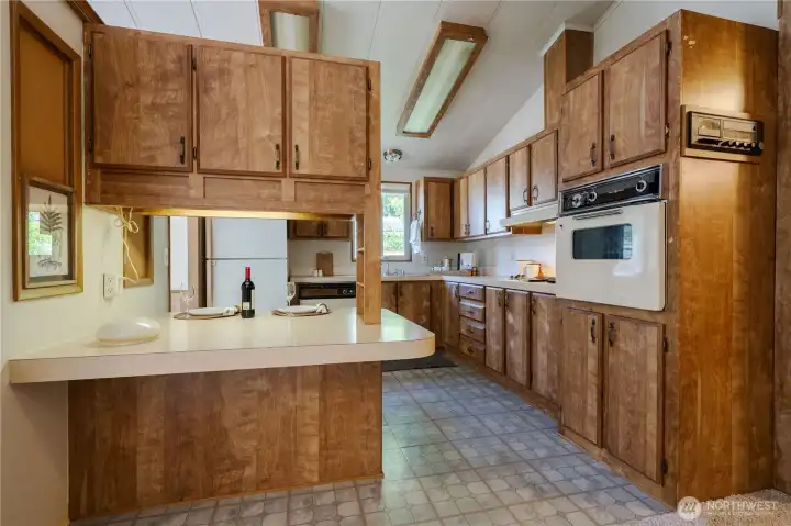 Kitchen and eating space.
