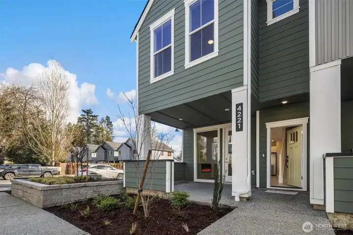 Covered patio. Similar home shown.