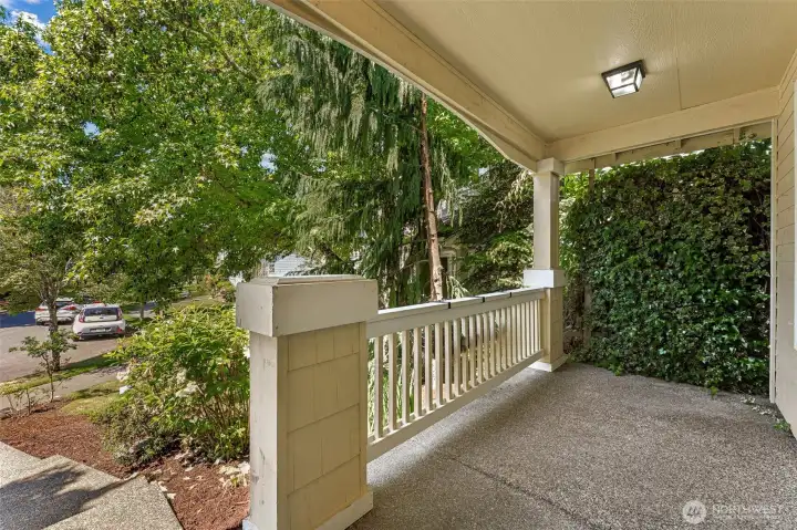 Enjoy coffee on your private front porch.