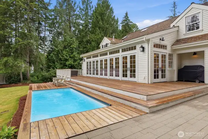 With a heated swim spa. With a heated swim spa.