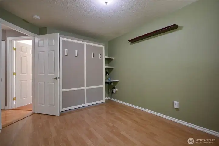 3rd bedroom 9x 11 has murphy bed with gently used high quality mattress. Also has Window set up for window A/C unit or the mini split heat pump is already wired for another unit. 3rd bedroom 9x 11 has murphy bed with gently used high quality mattress. Also has Window set up for window A/C unit or the mini split heat pump is already wired for another unit.