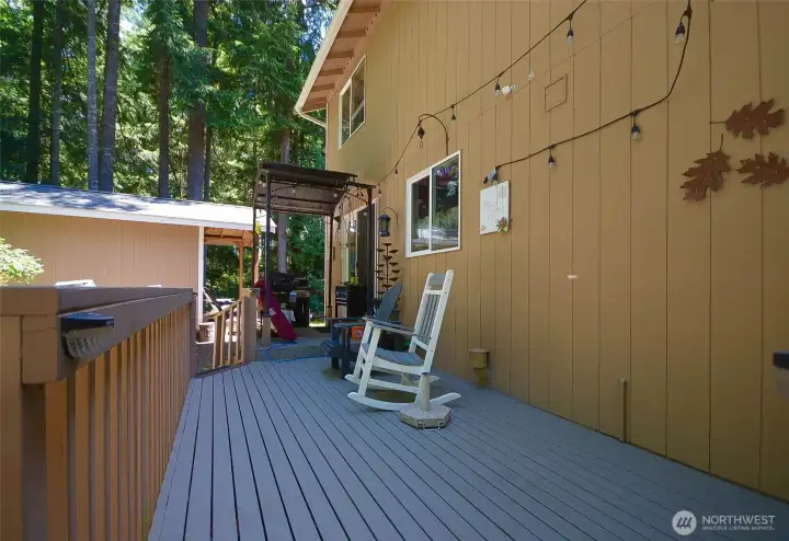 Back deck is large with waterproof decking, great for entertaining, covered area to BBq all year round. Back deck is large with waterproof decking, great for entertaining, covered area to BBq all year round.