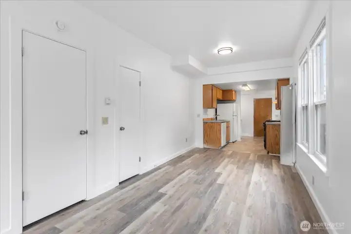 Unit 2307 is flooded with natural light. Fresh paint and newer laminate flooring. Door on the left leads to the bedrooms upsatairs. Second door leads to extra large storage room. Unit 2307 is flooded with natural light. Fresh paint and newer laminate flooring. Door on the left leads to the bedrooms upsatairs. Second door leads to extra large storage room.