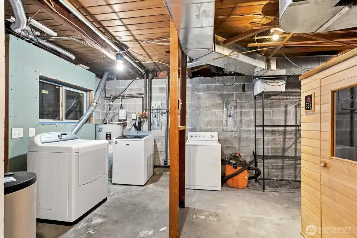 Secondary sets of washer, dryer, and refrigerator stay with the home as well as barely used sauna! Secondary sets of washer, dryer, and refrigerator stay with the home as well as barely used sauna!