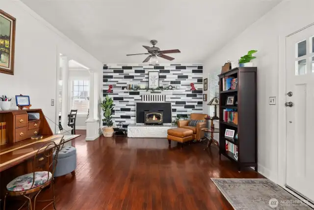 Beautiful floors, cozy fireplace