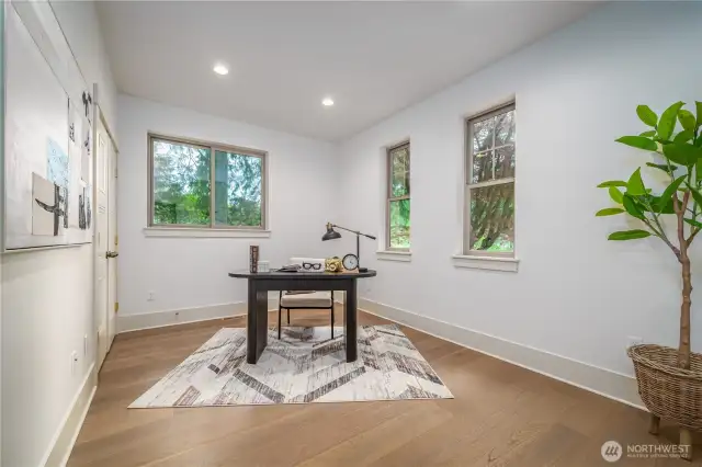 main floor bedroom to the right of the entry way