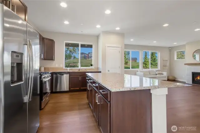 Open Concept with Large Island and Granite Countertops