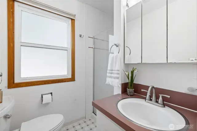 3/4 bath in the primary bedroom