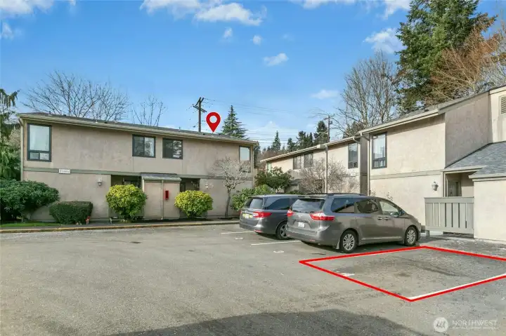 Reserved parking space #4. Guest parking available.