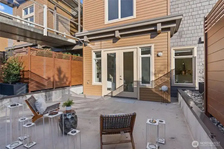 Massive private courtyard.  An incredible amenity to a condo! Perfect additional entertaining space or a wonderful place to simply relax.