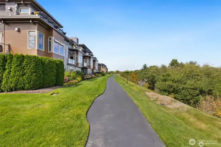 Walking trail with unobstructed views of the Olympics and Puget Sound.