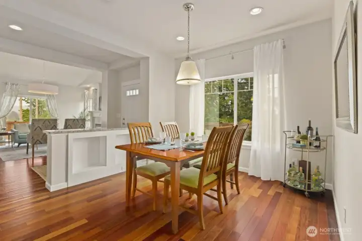 Recessed storage in the half wall can hold favorite cookbooks or treasured decor.