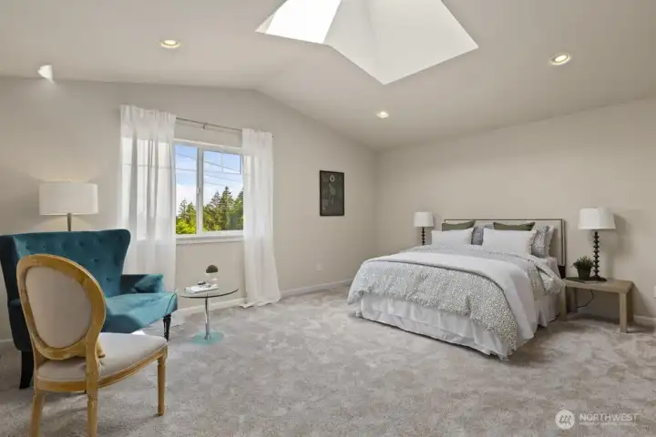 Bedroom #5 is spacious and features an oversized skylight and large, walk-in closet.