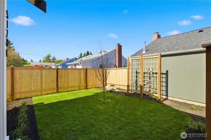 Private, fenced yard with usable outdoor space