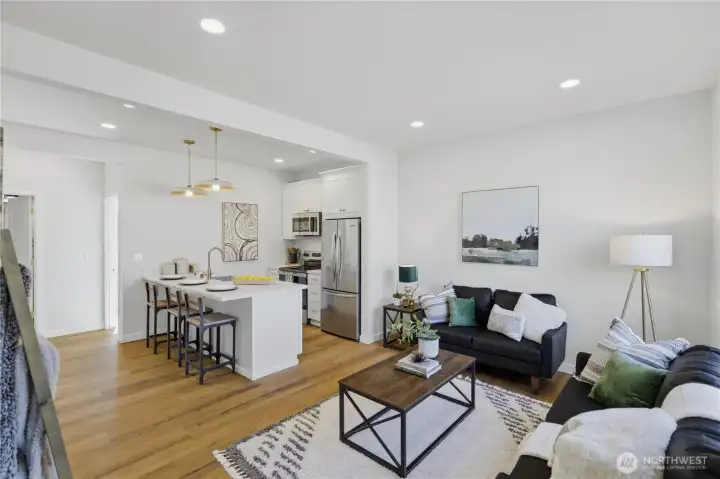 Open-concept living with seamless flow between kitchen and living area