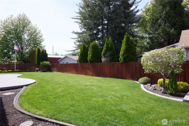 Generous back yard is fully fenced and has been wel kept over the years.