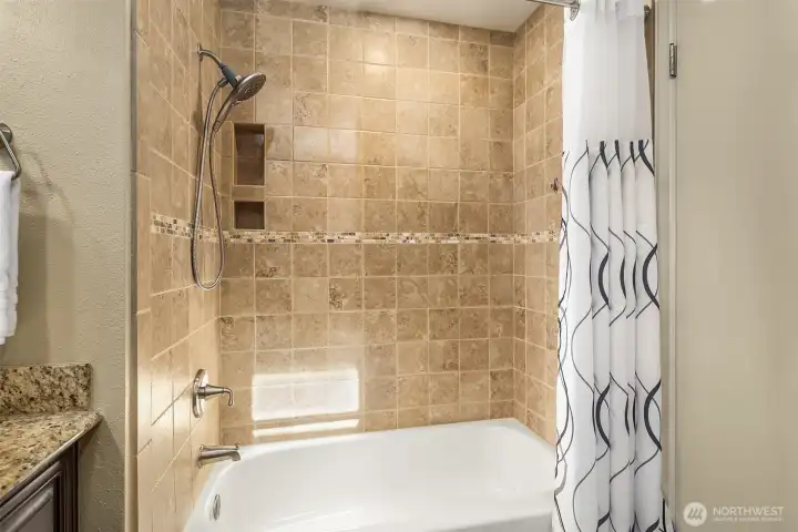 Gorgeous tiled bath for a spa-like experience