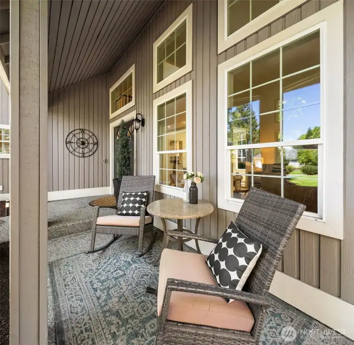 Sweet rocking chair porch to watch the world go buy and enjoy your morning coffee