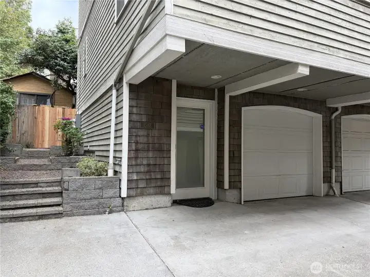 The end unit townhome is situated in the back of this 8 home community with a private back patio.
