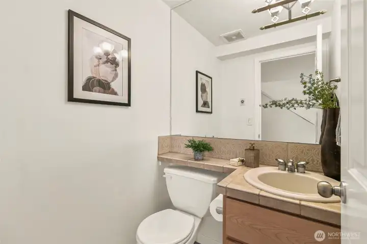 Half bath on upper floor.