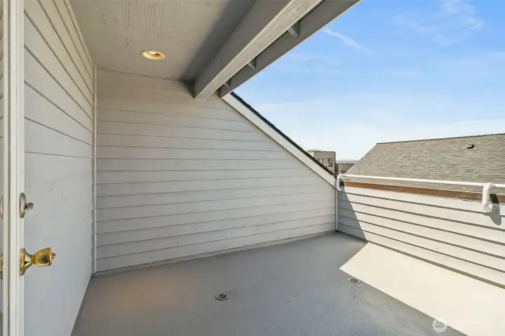 Private rooftop deck has new coating and paint for the next owner to enjoy.  Imagine watching the fireworks from here and what an amazing spot for container gardening in a bright sunny spot.