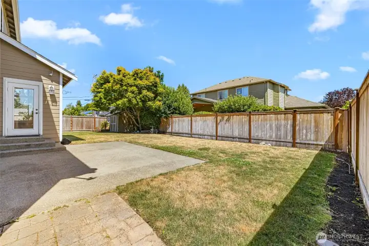 Fully fenced backyard Fully fenced backyard