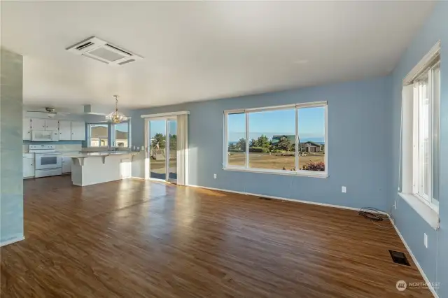 The living room is open to the kitchen.