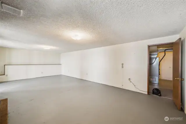 Lower level back of recreation room. Door to the room that could have an additional kitchen.