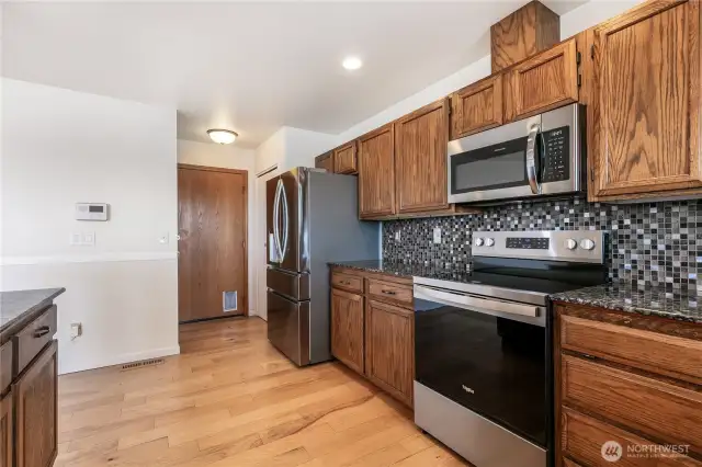 Kitchen with New Range and Refrigerator